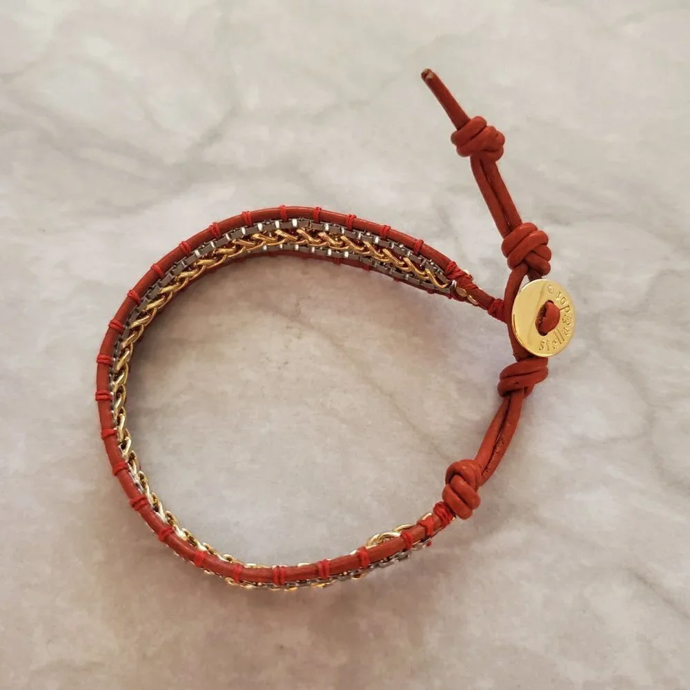 💖 Stella and Dot Braided Chain Button Toggle Box Chain Foundation Bracelet 💖 - Picture 7 of 8